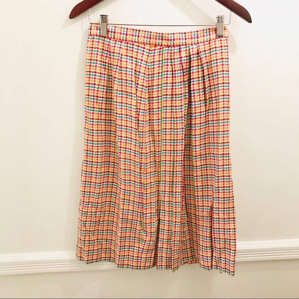Vintage Leslie Fay Rainbow Plaid Skirt 8